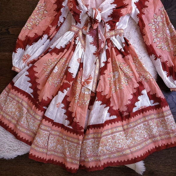 Redpolaris Revolve Floral print Cut Out Linen Puff Sleeve Mini Dress - Picture 6 of 10